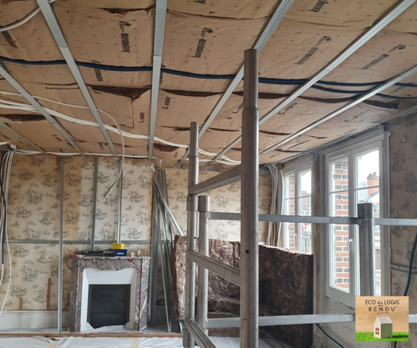 Isolation de plafond entre deux étage dans immeuble en rénovation sur L'Aigle